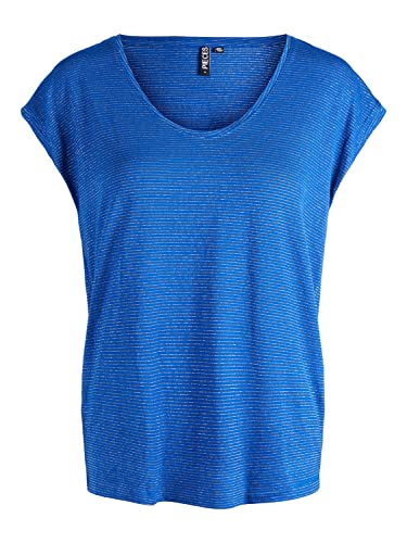 PIECES Pcbillo Tee Lurex Stripes Noos T-Shirt damski