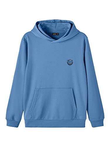 NAME IT Bluza chłopięca NLMHARV LS Sweat W. Hood Bluza, Silver Lake Blue, 158 W / 164 L, Silver Lake Blue, 146-152