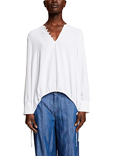 ESPRIT Bluzka z crêpe z guzikami, biały, XL
