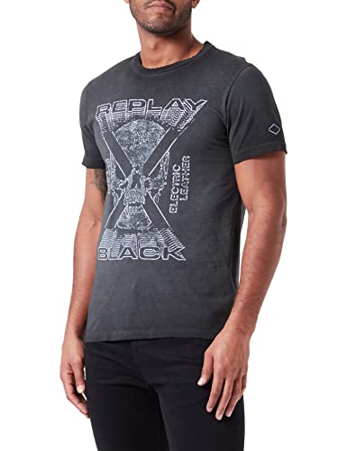 Replay Męski t-shirt M6302, 099, czarna deskorolka, XS