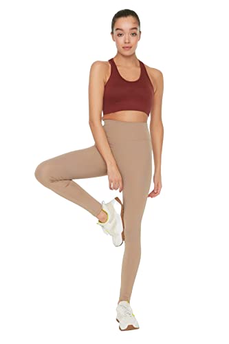 TRENDYOL Damskie rajstopy sportowe do jogi, Mink Color, S