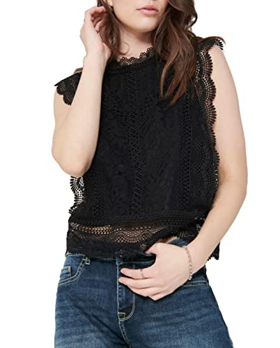 Only Onlkaro S/L Lace Top Wvn Kobiety, Czarny, M