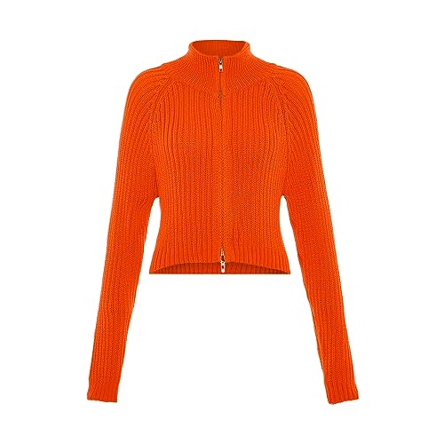 myMo Damski kardigan prążkowany pomarańczowy M/L, pomarańczowy, M