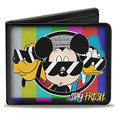 Buckle-Down Męska mysz Pluto/Myszka Miki/Donald Duck Stay Fresh Grupa Bi-Fold portfel, wielokolorowa, domyślny rozmiar