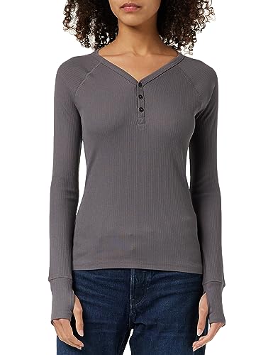 G-STAR RAW Damskie topy Slim Rib Henley Ls Wmn, Szary (Rabbit D23342-d289-g077), S