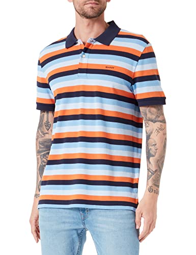 GANT Męska koszula polo Multi Stripe SS Pique, wielokolorowa, standardowa, wielokolorowy, L