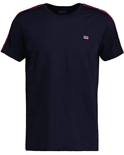 GANT Męski t-shirt na ramię, niebieski (Evening Blue), standardowy, niebieski (Evening Blue), S