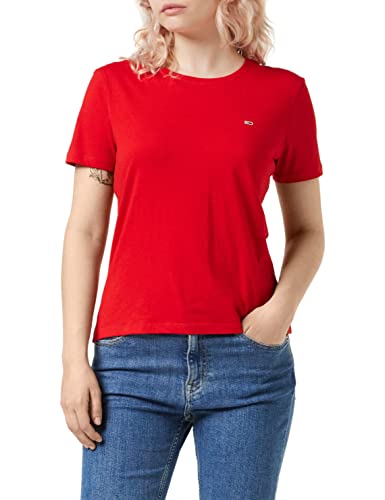 Tommy Hilfiger Soft Jersey Damska koszulka z krótkim rękawem, Deep Crimson, XXS