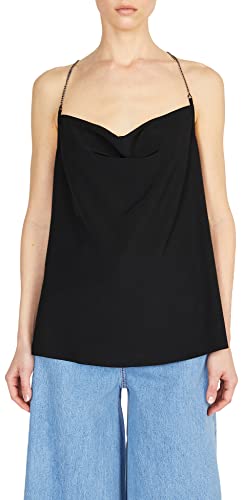 Sisley Damska koszulka top 5XPALH00T, czarna 100, M, czarny 100, M