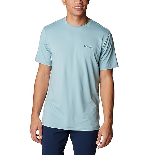 Columbia Męski T-shirt Tech Trail z krótkim rękawem, niebieski (Steinblau), grafika z ukośnym wzorem, XXL, niebieski (Stone Blue), grafika z ukośnym wzorem, XXL