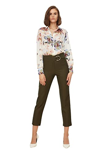 TRENDYOL Damski pasek szczegółowy N Pants, khaki, 42