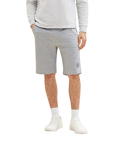 TOM TAILOR Męskie 1036329 Bermudy Sweatpants szorty, 15398-Light Stone Grey Melange, XXL, 15398 – Light Stone Grey Melange, XXL