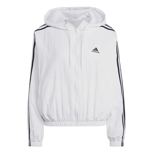 adidas Damska kurtka wiatrówka Essentials z 3 paskami, biała/czarna, biały/czarny, XS