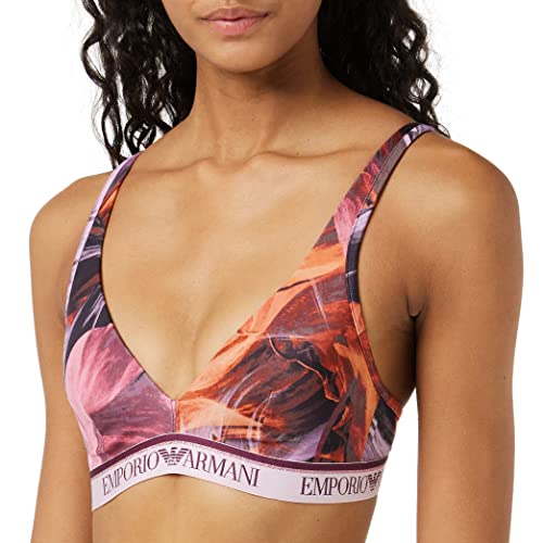 Emporio Armani Damski biustonosz sportowy z mikrofibry z logo, Flames Print, S