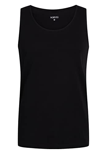 NORVIG Męska koszulka tank top, Rib Cotton Black Undershirt, L