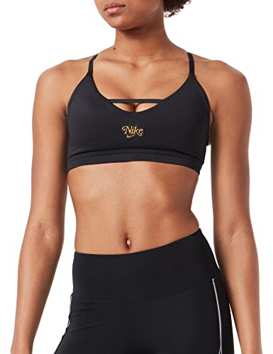 Nike Damski biustonosz sportowy Indy Strapy, czarny/złoty (black/metallic gold), XS