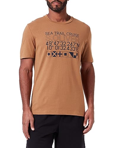 s.Oliver T-shirt męski krótki rękaw brązowy L, brązowy, L