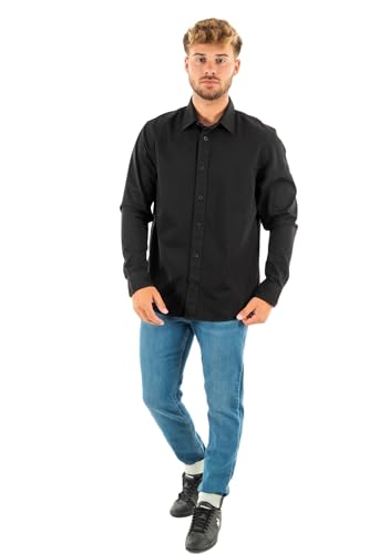 Calvin Klein Jeans Męska koszula Monologo Badge Relaxed Casual, Czarny, L