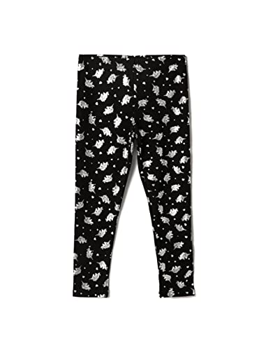 Koton Dziewczęce legginsy bawełniane z nadrukiem jednorożca, Black Design (9d9), 7-8 Lata