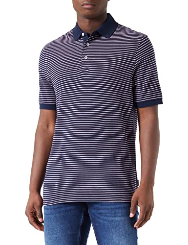 bugatti Męska koszula polo, 8150-35006, granatowa-390, regularna, Marine-390, 4XL