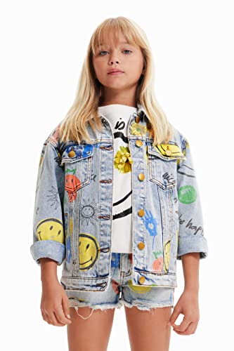 Desigual Girl's 5053 Denim MEDIUM WASH CHAQ_Africa, Blue, 6 lat, niebieski, 6 Lata