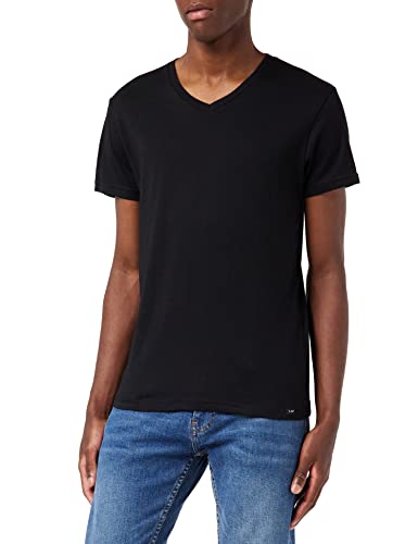 Lee Męski T-shirt dwupak, dekolt w serek, czarno-biały, czarny biały, XXL