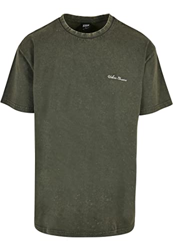 Urban Classics Męski T-Shirt Oversized Small Embroidery Tee z okrągłym dekoltem, dostępny w 3 różnych kolorach, rozmiar S do 5XL, zielony butelkowy, XXL
