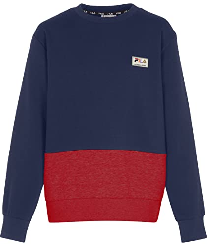 FILA Bluza chłopięca Brüssel Crew Sweat (Blocked), True Red-medieval Blue, 134-140
