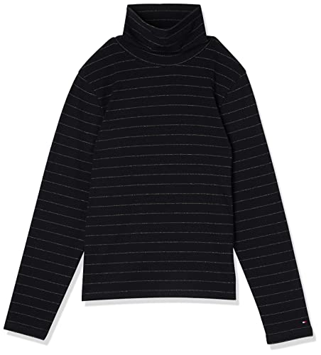 Tommy Hilfiger Damskie wąskie prążkowane HIGH-NK LS inne dzianinowe topy, metaliczne baseball STP/pustynne niebo, XXS
