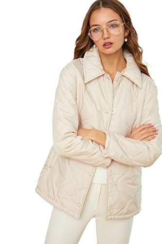 Trendyol Capitone Inflatable Coats with Ekru Płaszcz damski, Kamień, L
