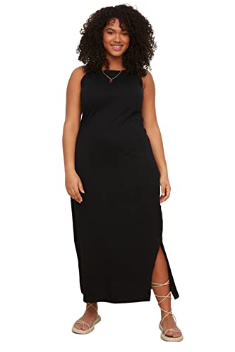 Trendyol Damska sukienka midi syrenka wąska plus size, czarna, 5XL, Czarny, 5XL
