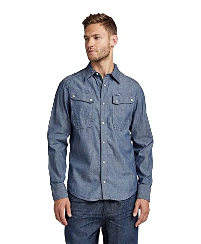 G-STAR RAW Męska koszula robocza Slim Shirt, niebieska (Rinsed D186-082), XL