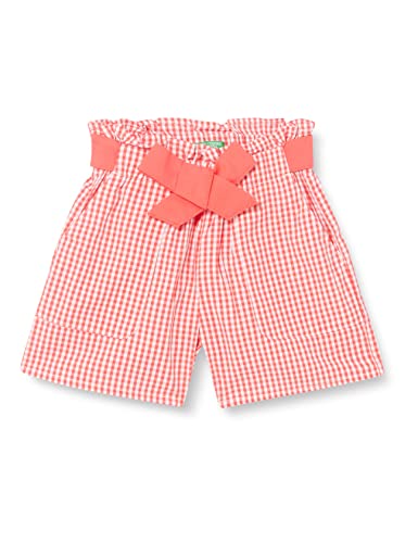 United Colors of Benetton Szorty dziewczęce, Czerwony i biały wzór w kratkę 904, 4 lat