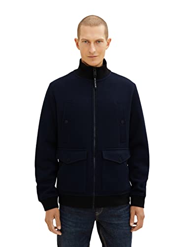 TOM TAILOR Męskie Kardigan ze stójką 1033687, 10668 - Sky Captain Blue, 3XL