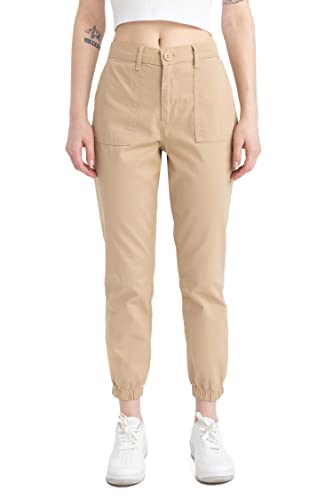 DeFacto Damskie spodnie do biegania z dzianiny na co dzień – standardowy krój, spodnie do joggingu, damskie spodnie do joggingu, dres do joggingu, Lt.vison, 36