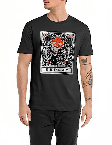 Replay T-shirt męski, Black 098, 3XL