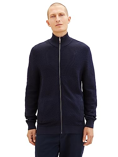 TOM TAILOR Męska kurtka z dzianiny z bawełny z zamkiem błyskawicznym, 10668-sky Captain Blue, M