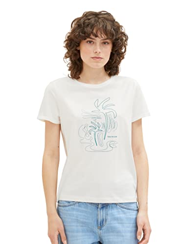 TOM TAILOR Damska koszulka z nadrukiem, 10315 - Whisper White, 3XL