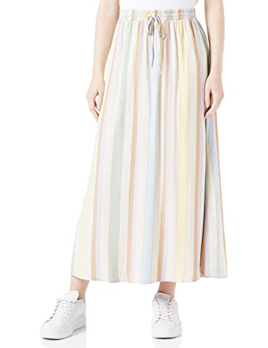 ONLY Onltine WVN spódnica midi damska, Biała czapka Gray/Stripes:cleasr Sky + Purple Rose + Sundress, L