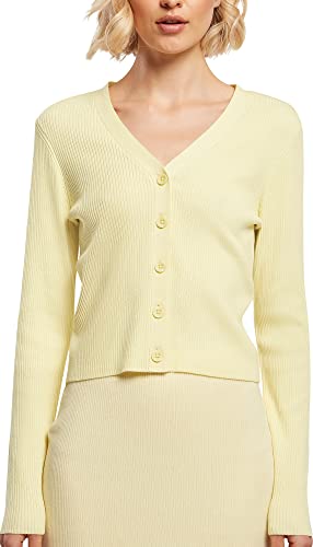 Urban Classics Damski sweter z krótkim rękawem Rib Knit Cardigan, Softyellow, S
