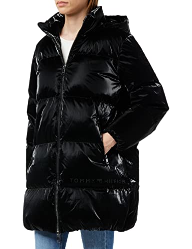 Tommy Hilfiger Damska bluza z kapturem Tjw Reg Serif Linear Tkane płaszcze, Czarny, M
