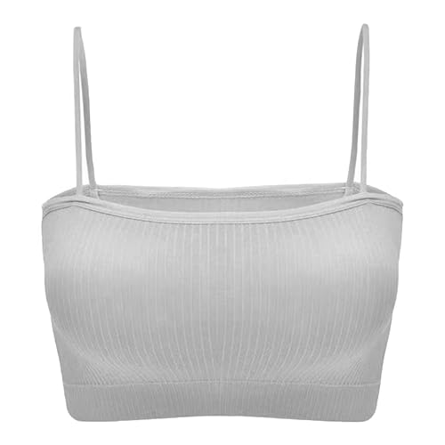 SXCDD Szary sportowy podkoszulek dla kobiet, bezszwowy top typu bandeau do jogi, szary, M