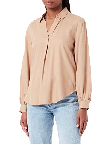 TOM TAILOR Damski Bluzka z kołnierzem 1032572, 30263 - Soft Light Camel Melange, 46