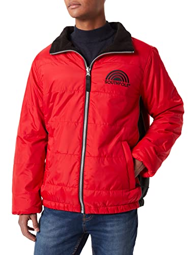 Southpole Męska kurtka dwustronna dwustronna z polarem dla mężczyzn, kurtka przejściowa do noszenia w kolorze czerwonym lub czarnym, rozmiary XS - XXL, czerwony, S