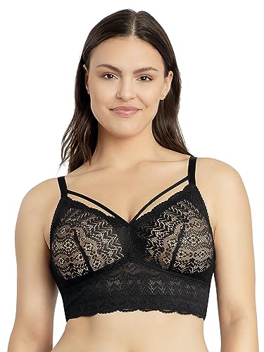 Parfait Mia Lace P5951 damski biustonosz z pełnym biustem, lekko wyściełany biustonosz bez fiszbin-czarny-38DD, Czarny, 85E