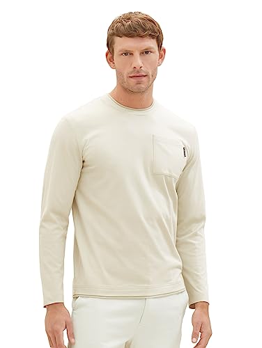 TOM TAILOR Koszulka męska z długim rękawem, 26199 - Beige Alfalfa, S