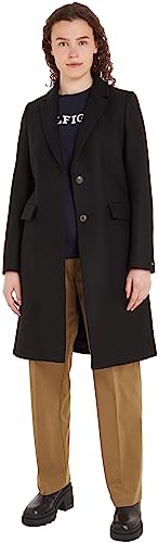 Tommy Hilfiger Wool Blend Classic Coat Tkane Płaszcze damskie, czarny, 38