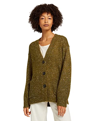 TOM TAILOR Damski Melanżowy kardigan z poliestru pochodzącego z recyklingu 1028979, 28143 - Khaki Olive Melange, M
