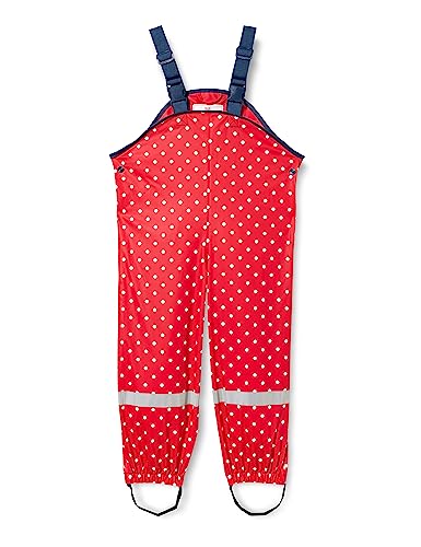Playshoes Dziecięce spodnie przeciwdeszczowe unisex z kropkami, czerwony (rot 8), 140