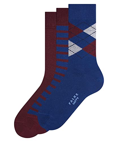 FALKE Mężczyźni Skarpety Happy Box Mix 3-Pack M SO Bawełna jednokolorowe 3 Pak, Wielokolorowy (Sortiment 0010), 43-46